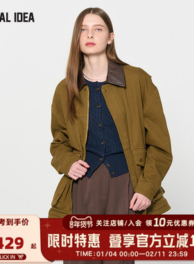 GENERAL IDEA BY BUMSUK英式拼色复古翻领工装格纹棉外套情侣款秋