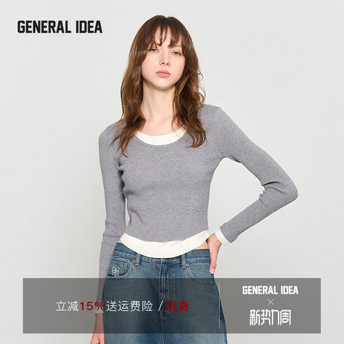 GENERAL IDEA BY BUMSUK 韩国正品 套头正肩休闲针织衫长袖打底