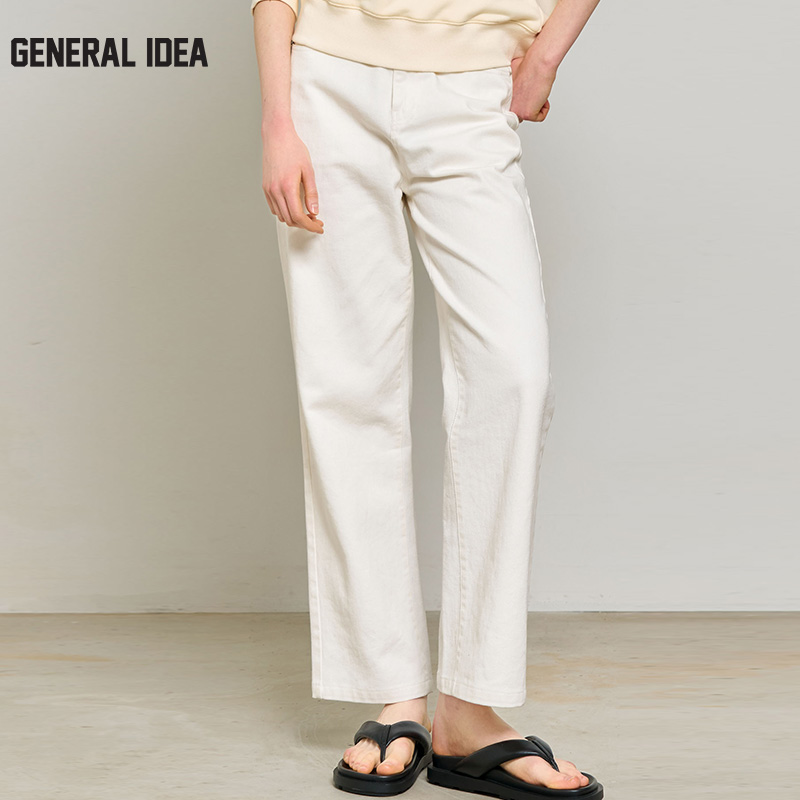 GENERAL IDEA BY BUMSUK静谧质感棉直筒牛仔裤高腰简约女百搭休闲