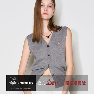 GENERAL IDEA BY BUMSUK韩国正品 V领设计针织开衫马甲背心女