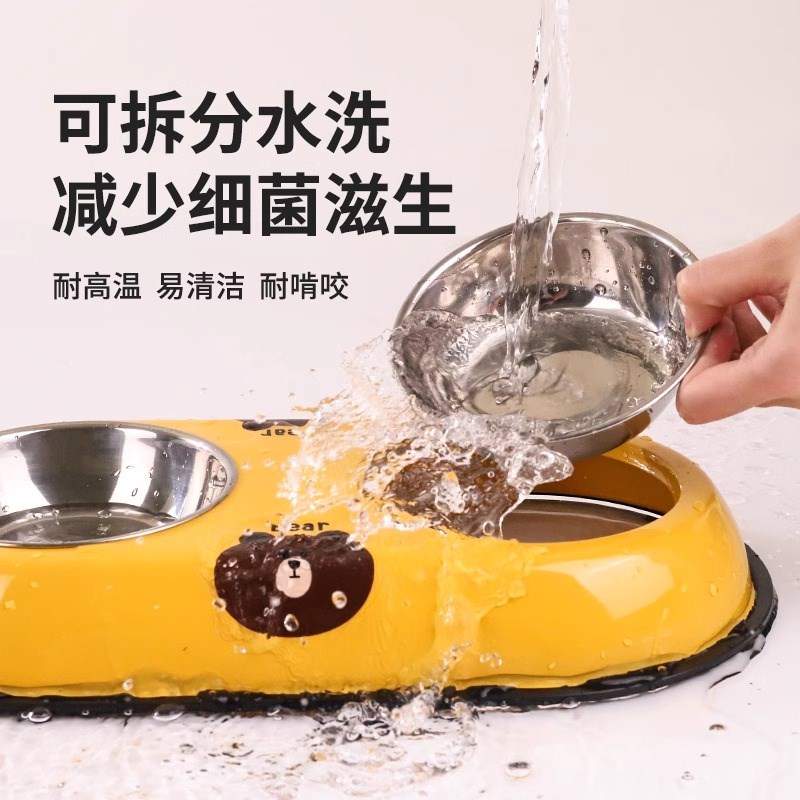 宠物猫碗狗碗食盆猫咪粮盆水碗狗盆防打翻饭碗狗狗用品双碗饭盆