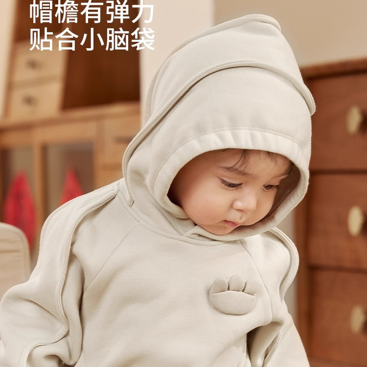 考拉鼻鼻[加厚休闲卫衣·醒狮踏浪]男女童秋冬加绒连帽套头上衣