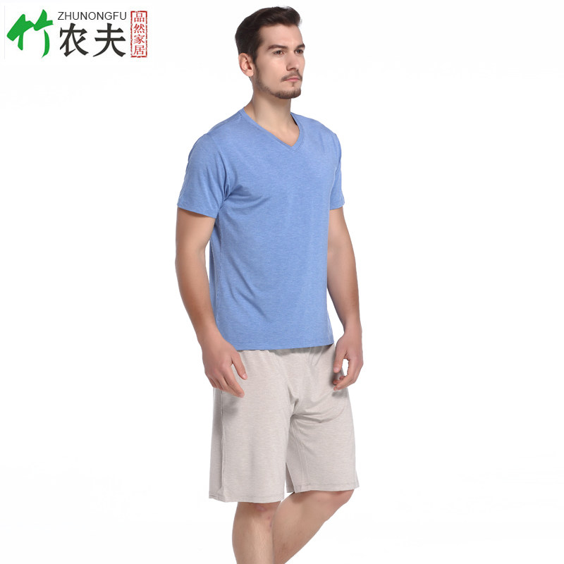 新品睡衣男夏季短袖短裤家居服竹纤维居家服套装加肥加大码可外穿