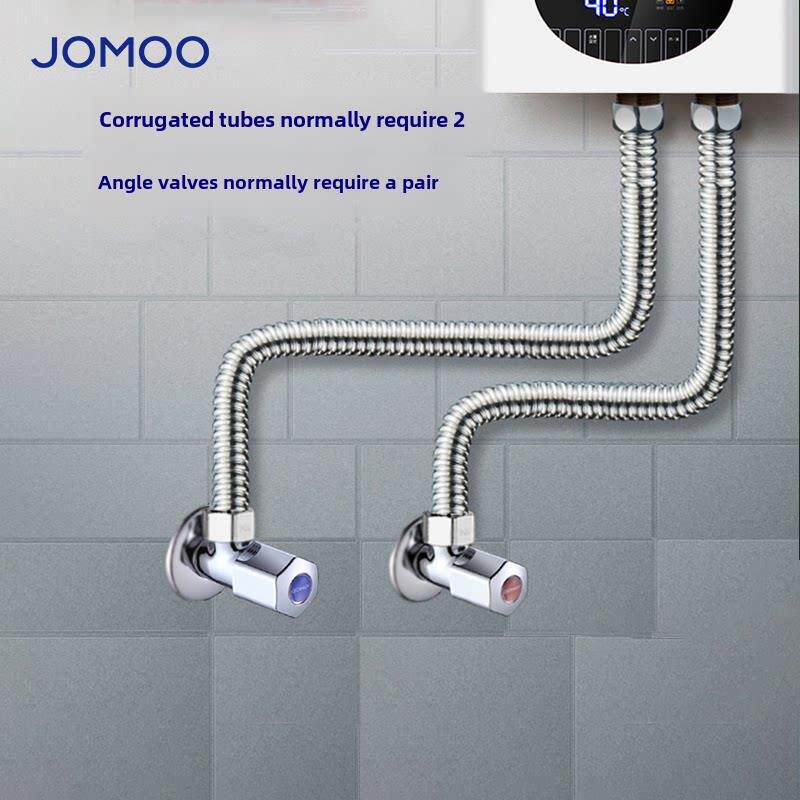 Jomoo热水器专用不锈钢波纹管角阀组家用防爆三角阀软管通用配件