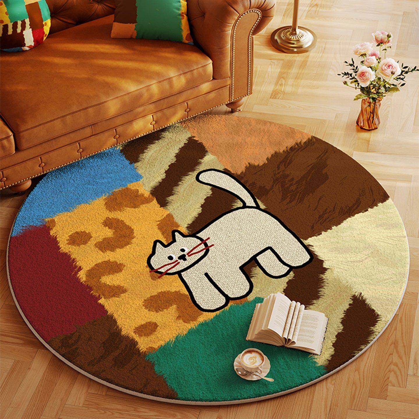 多巴胺圆形地毯转椅电脑椅防滑毯子高级感客厅沙发卧室阳台地垫,居家布艺,地毯,淘宝优惠券,粉丝福利购,淘宝优惠卷