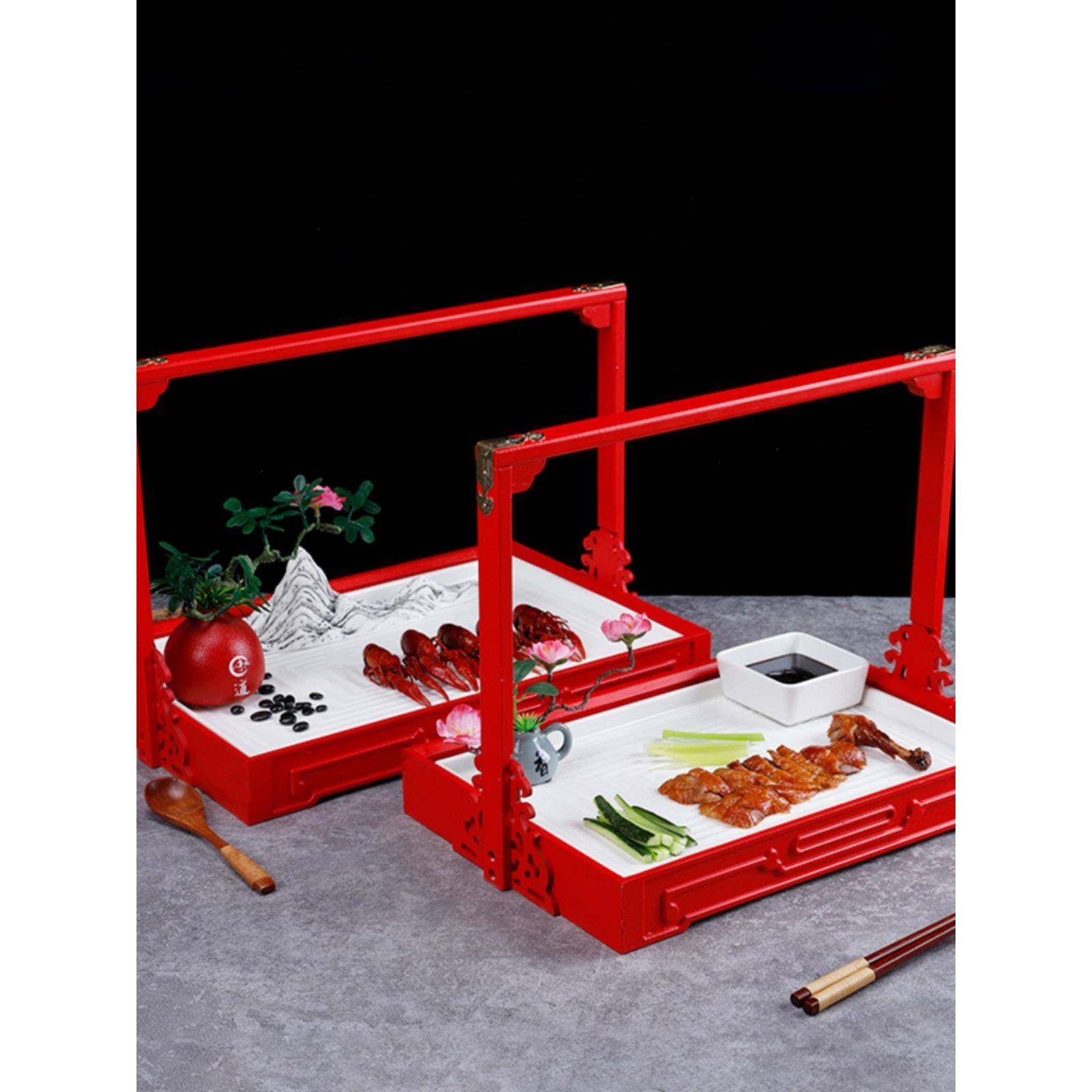 酒店创意餐具套装竹木新中式意境菜手提盘中国红特色菜餐具商用,餐饮具,盘,淘宝优惠券,粉丝福利购,淘宝优惠卷