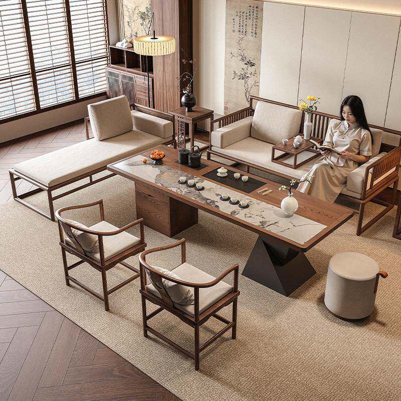 吉赠白蜡木家用客厅宋代美学沙发新中式罗汉床茶桌椅组合2026新款