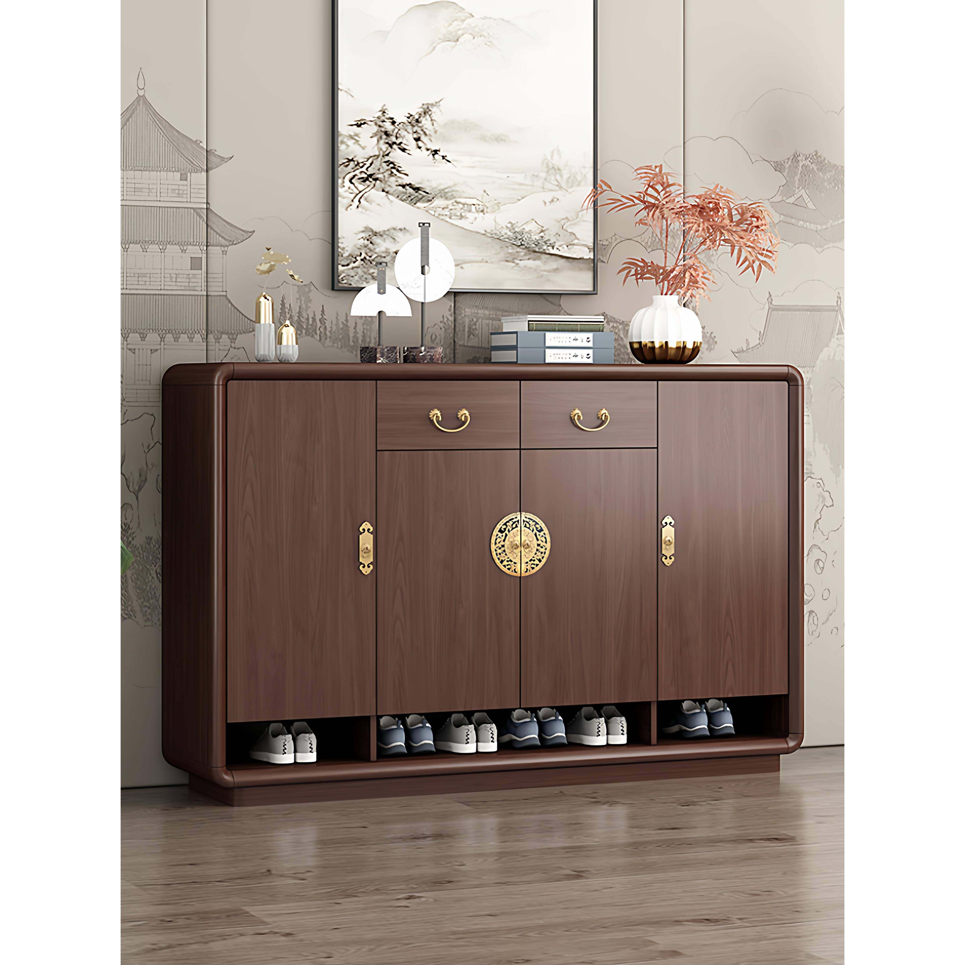 新中式家用多功能鞋柜进门客厅玄关柜入户门口实木隔断柜2026新款,住宅家具,鞋柜,淘宝优惠券,粉丝福利购,淘宝优惠卷