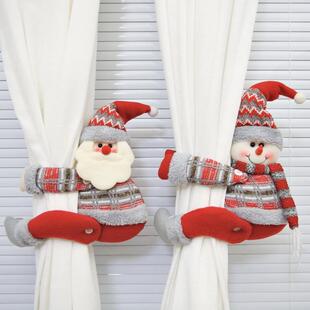 圣诞节装饰品ins北欧创意店铺橱窗帘扣环玩偶公仔吊饰圣诞树挂饰