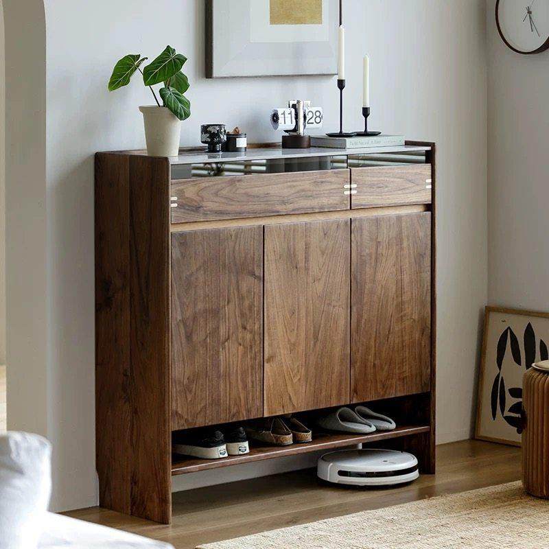 北美黑胡桃木鞋柜小户型入户收纳玄关柜全实木家用门口岩板储物柜,住宅家具,鞋柜,淘宝优惠券,粉丝福利购,淘宝优惠卷