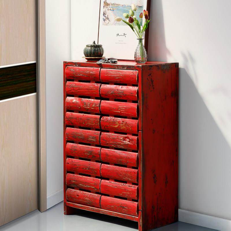 古朴彩漆松木鞋柜实木家具简约家用大容量收纳架做旧原木玄关柜,住宅家具,鞋柜,淘宝优惠券,粉丝福利购,淘宝优惠卷