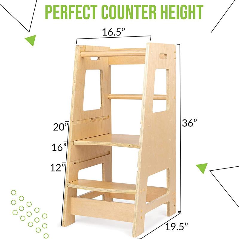 儿童站立塔可调节木制台阶凳厨房柜台幼儿台阶凳原装厨房台阶凳