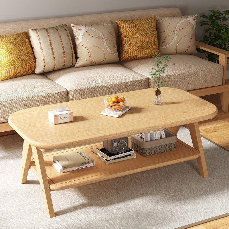 实木茶几客厅家用2025新款沙发边茶桌小户型精致茶台简易双层桌子