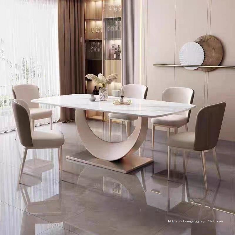 意式岩板餐桌椅组合小户型现代简约餐桌轻奢客厅家用新款桌子椅子