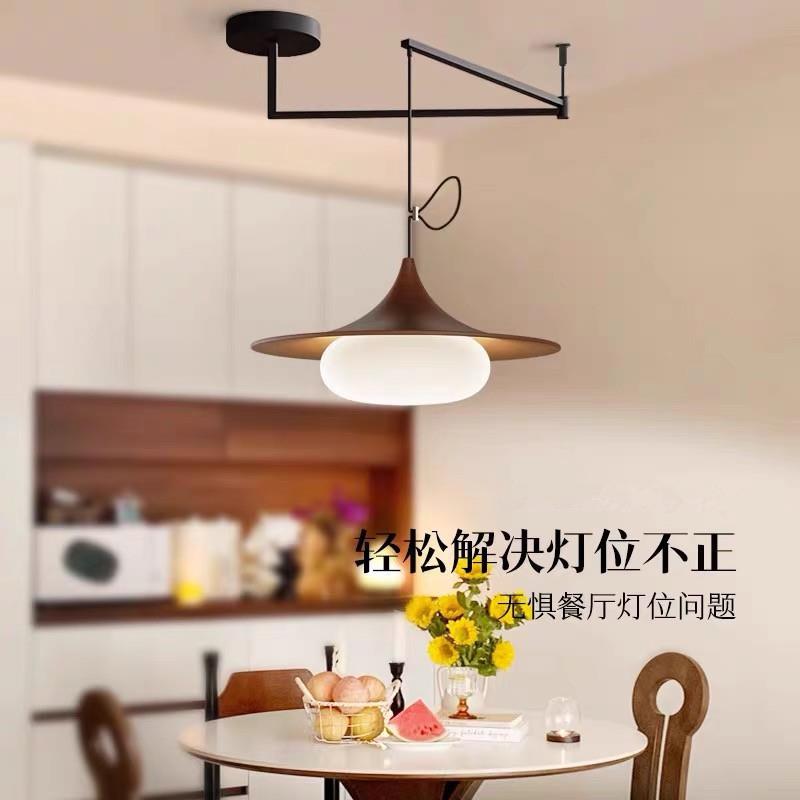 中古风餐厅吊灯法式复古岛台新中式原木风灯具设计师高端餐桌吊灯