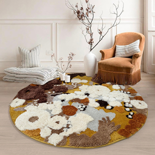 艺术圆形地毯客厅轻奢高级感ins风房间卧室衣帽间床边毯椅子地垫