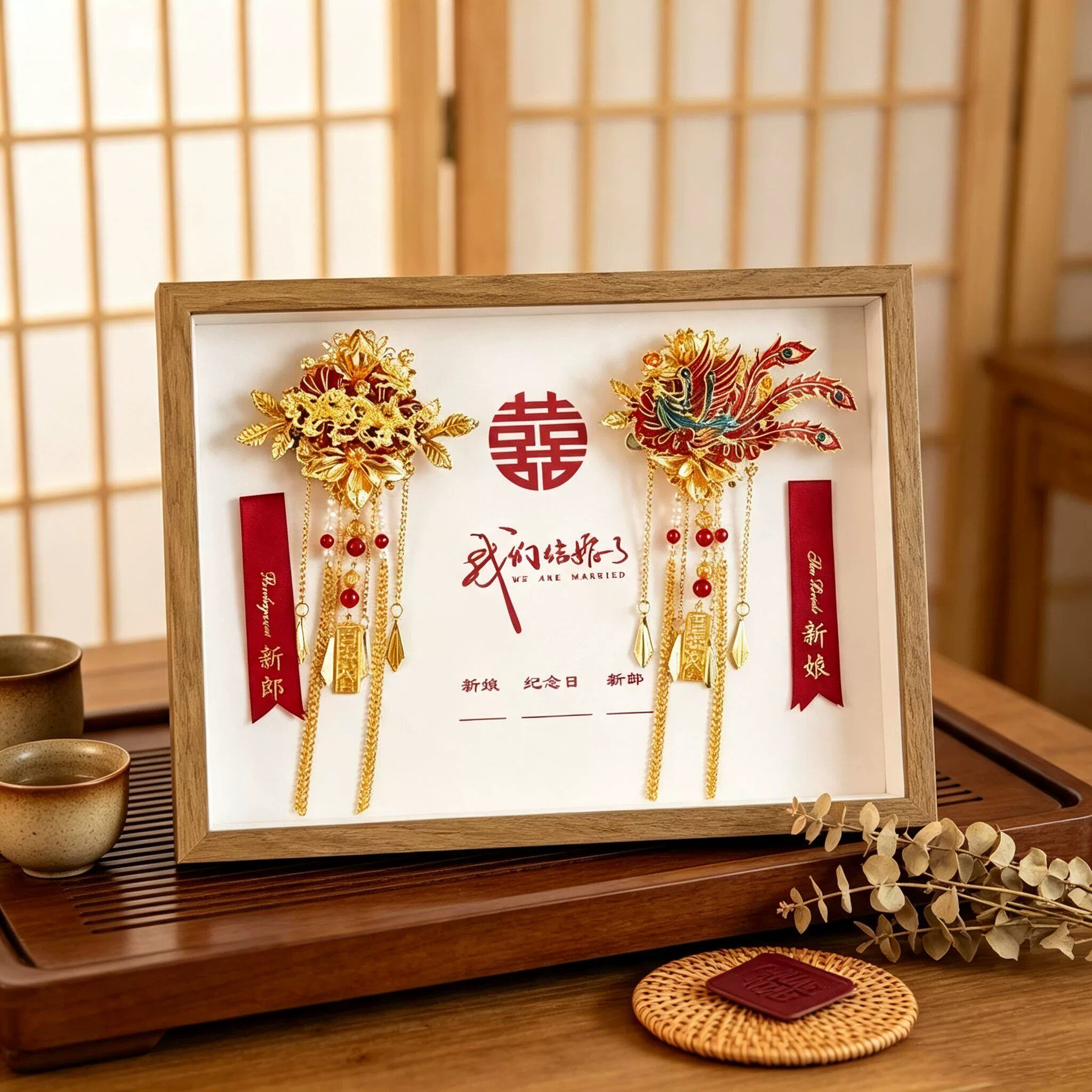 婚礼胸花中空立体相框定制