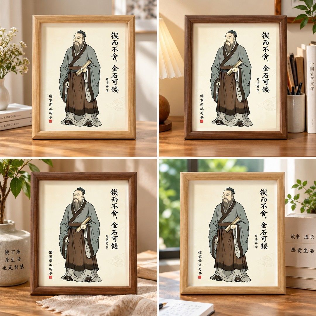 荀子劝学画像相框摆件书房装饰