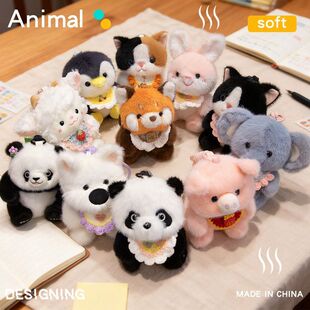 可爱小狗桌面伴侣兔子娃娃小羊公仔企鹅玩偶熊猫咪娃娃毛绒挂件