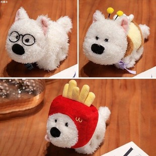 西高地小狗啪啪圈手环儿童手腕玩偶趴着身上毛绒玩具娃娃窗帘扣