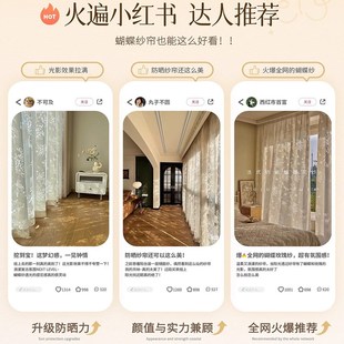 客厅改卧室隔断帘2025新款 蝴蝶纱法式 客厅白纱高级感房间门帘屏风