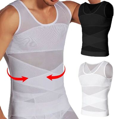 Men's Breathable Compression Tummy Control Undershirt Belly