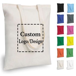10/20pcs Custom Logo Canvas Tote Bag Eco-Friendly Shoulder B