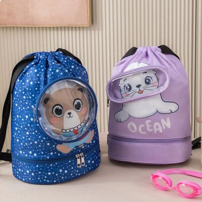 Cartoon Swim Bag for Kids Backpack Drawstring Storage Bag wi