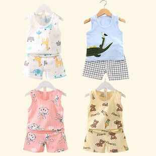 Children's Clothing Print Sleeveless Tops Shorts Cute Breath