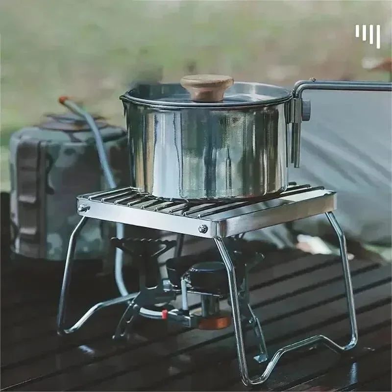 Outdoor Stainless Steel Stove Holder Camping Portable Foldin