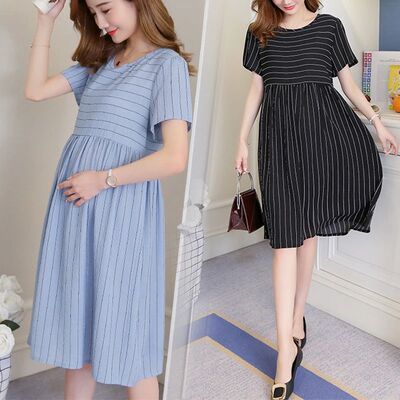 Maternity Spring and Summer Pregnancy Dress Ruffled Short-sl