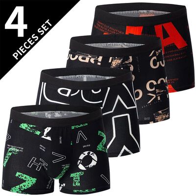 4-piece MEN'S FASHION Printed Underwear Breathable Crotch Bo