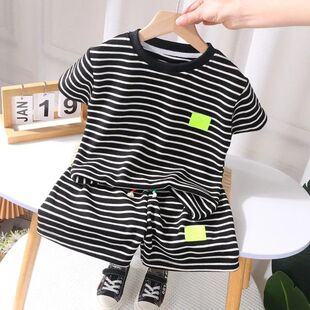 Summer Baby Boy Girls Clothes Set Children Stripe Tshirts an