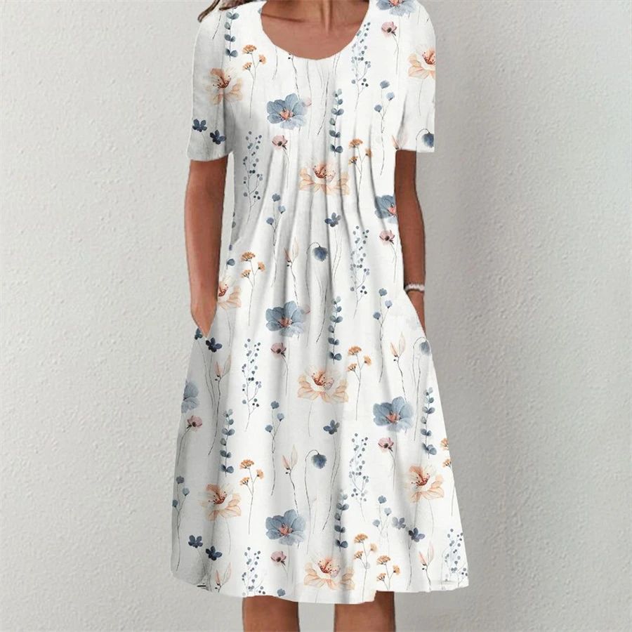 Elegant Dress Women Casual Temperament Dress Women Short Sle