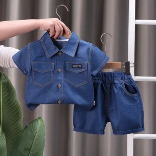 Summer Children Clothes Boys Suit Denim Tops + Jeans Pants 2