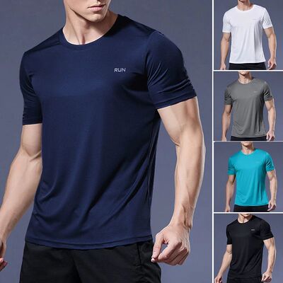 1 Piece Men's Short Sleeve Undershirt Man Athletic T-Shirt Q