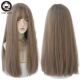 Synthetic Light Brown 7JHHWIGS With Straight Wigs Bang Long