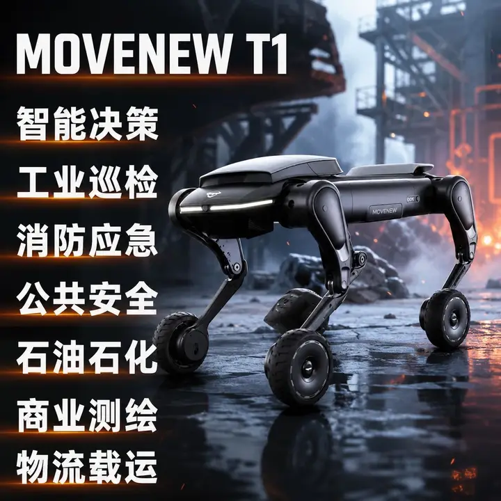 MOVENEW T1机器狗四足机械电子宠物狗安防巡逻巡检物流搬运消防应急商业测绘石油化工导览搬运陪伴机器人