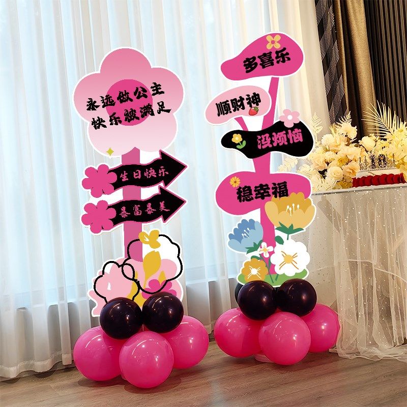 公主生日快乐迎宾牌场景布置女孩成人礼装饰氛围道具KT板气球立柱,节庆用品/礼品,装扮布置套餐,淘宝优惠券,粉丝福利购,淘宝优惠卷