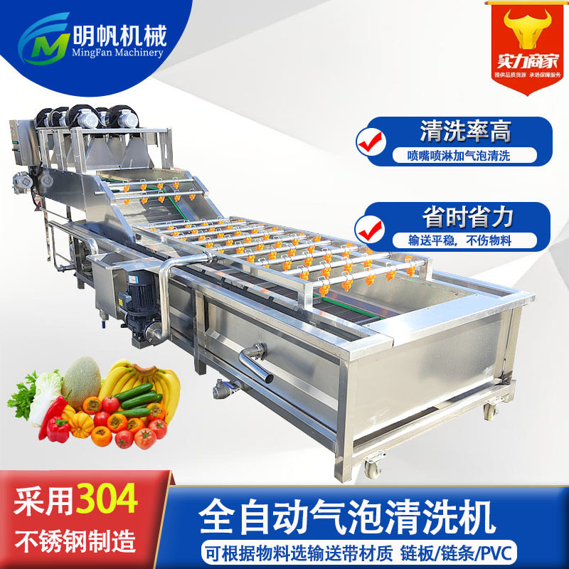 全自动气泡清洗机 喷淋式鼓泡清洗机 大型商用洗果机