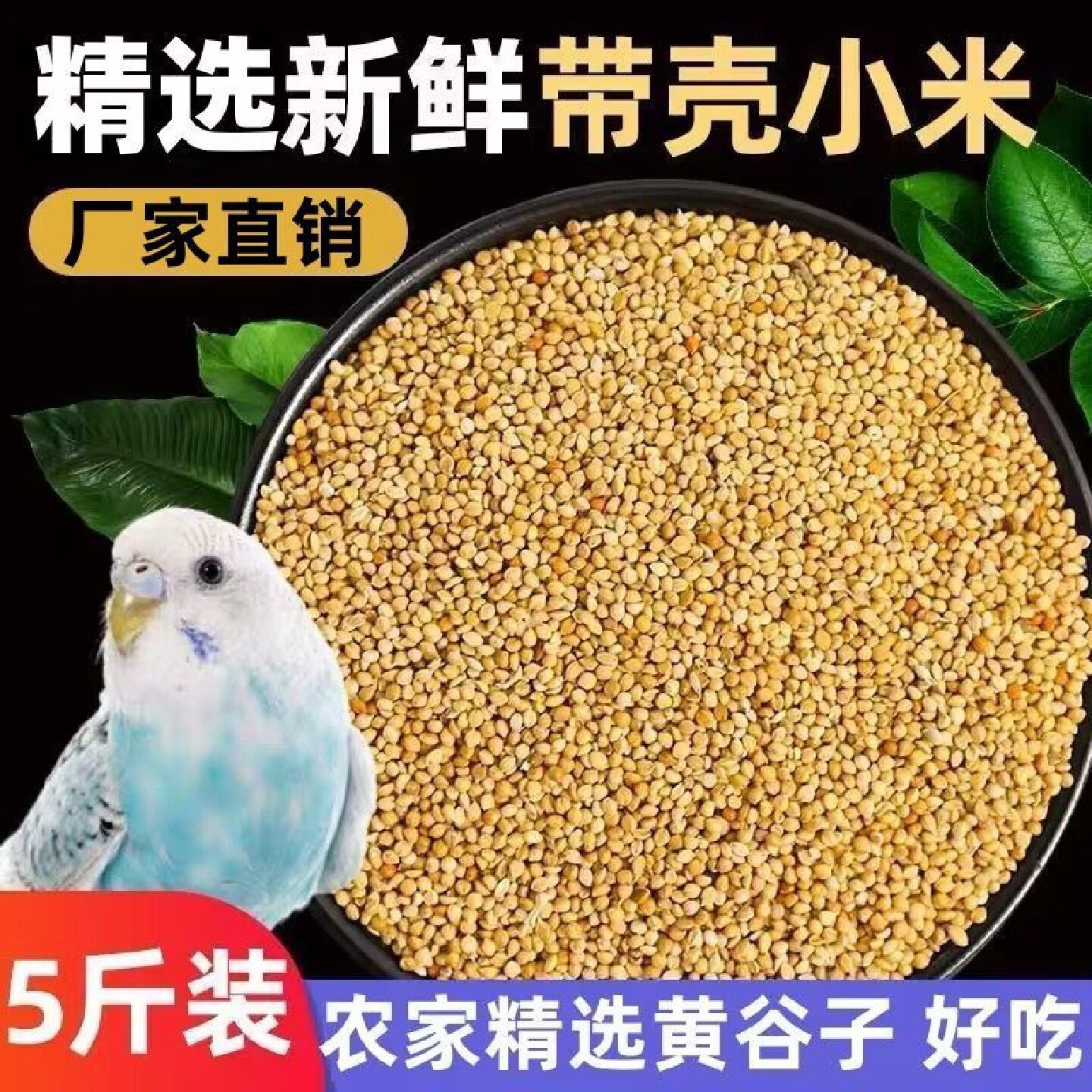新黄谷子带壳小米虎皮牡丹玄凤中小型鹦鹉文鸟鸟粮鸟食饲料包邮