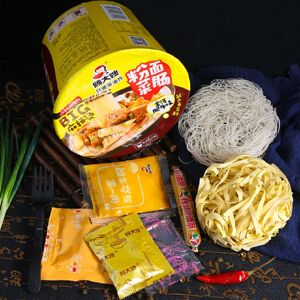 顾大嫂粉面菜蛋粉面菜肠非油炸免煮速食面金汤桶装二合一米粉米线