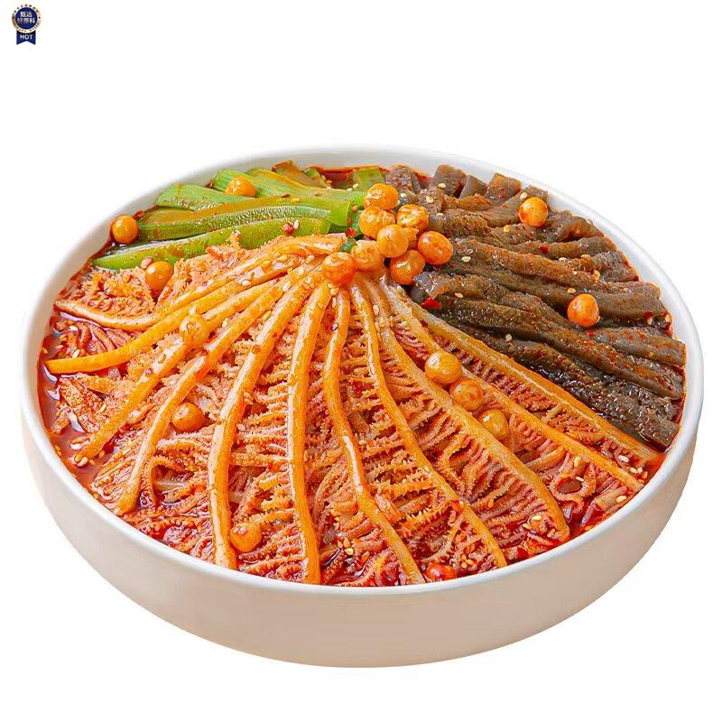 $冷吃千层肚贡菜红油麻酱毛肚开袋即食三拼凉拌牛百叶熟食宵夜盒