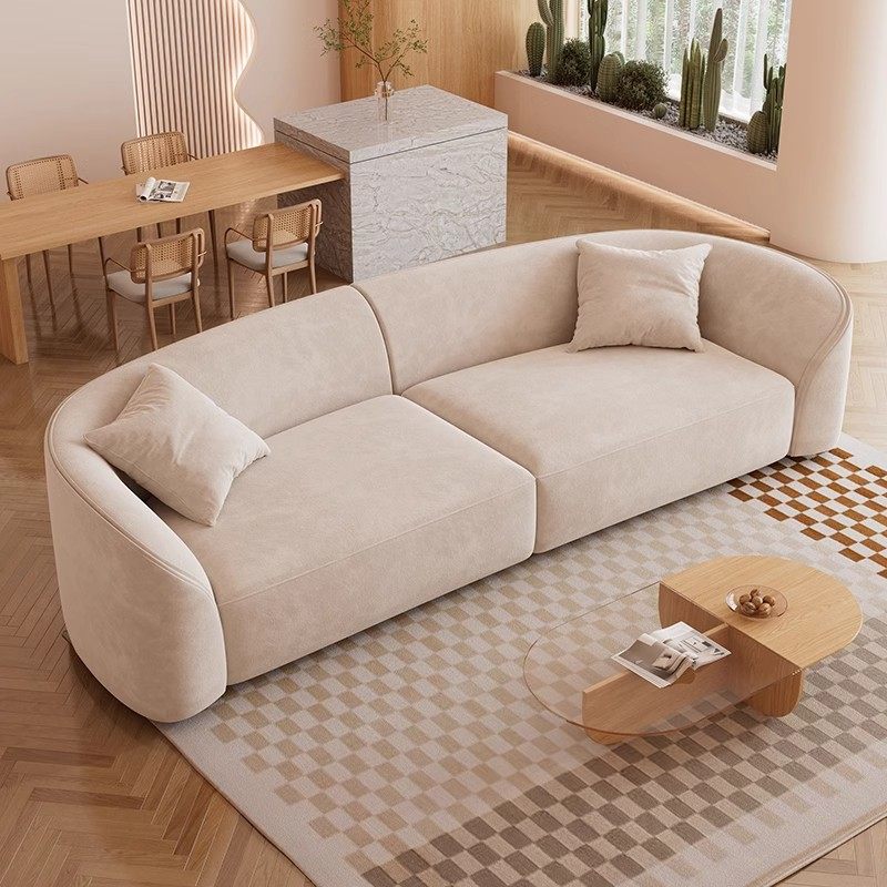 现代简约弧形布艺沙发客厅