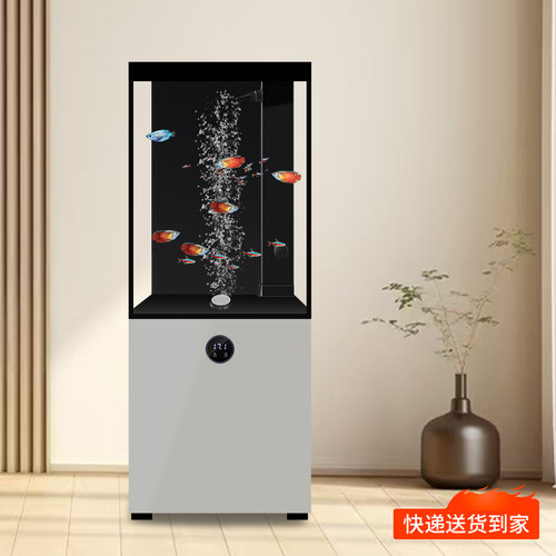 御品空间2025年新款边几超白玻璃底滤金鱼缸免换水落地客厅水族箱