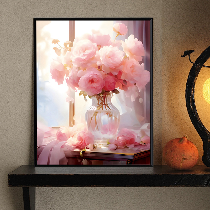 玫瑰花浪漫满屋十字绣2024新款线绣客厅小幅卧室满绣小件餐厅花卉