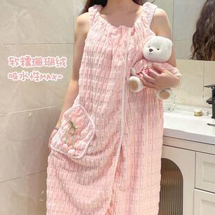 浴巾女款可穿式速干可裹大人成人浴袍吸水全身2025新款浴裙可爱M