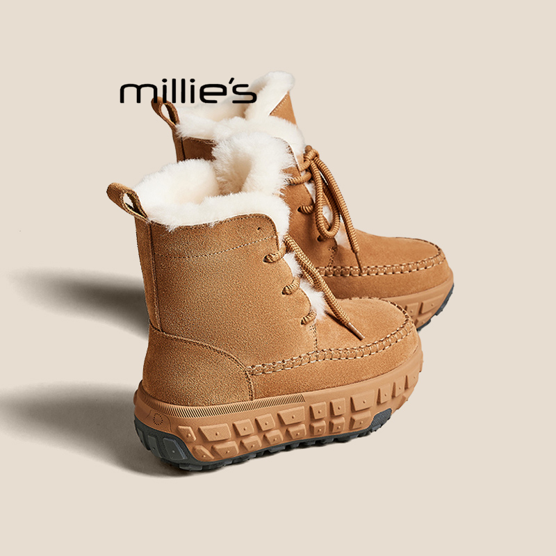 MILLIE'S/妙丽真皮厚底雪地靴