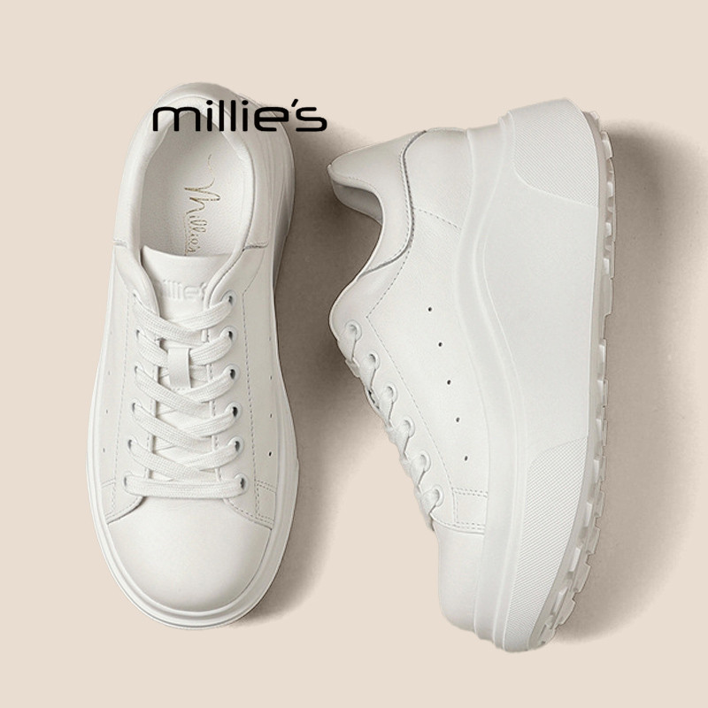 MILLIE'S/妙丽女鞋2026春季款时尚百搭小白鞋简约增高休闲运动鞋,女鞋,休闲板鞋,淘宝优惠券,粉丝福利购,淘宝优惠卷