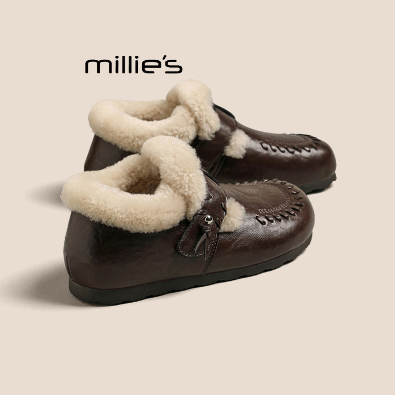 MILLIE'S/妙丽女鞋加绒毛毛厚底乐福鞋2025冬季新款保暖老爹鞋Q,女鞋,老爹鞋,淘宝优惠券,粉丝福利购,淘宝优惠卷